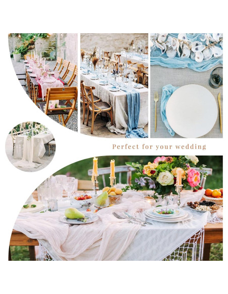 Caminos de Mesa de Gasa YMHPRIDE 12 Piezas Rosa Claro 89x305cm