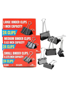 Set de Clips de Carpeta 1EnLaOficina - 72 Piezas Metal Negro