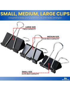 Set de Clips de Carpeta 1EnLaOficina - 72 Piezas Metal Negro 2