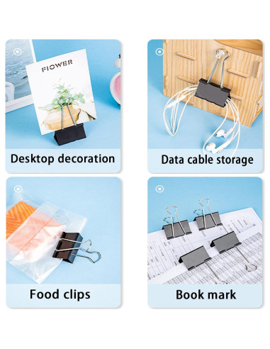 Clips de Carpeta Medianos KAKAMINA 60 Piezas Metal Negro