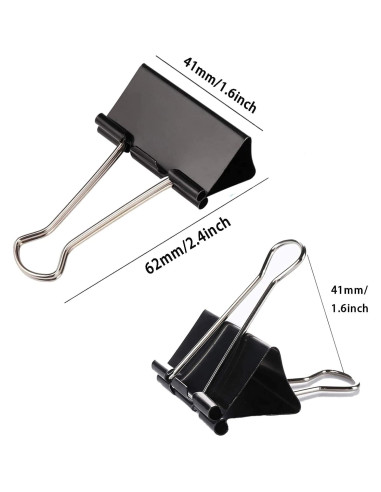 Clips de Carpeta Medianos KAKAMINA 60 Piezas Metal Negro
