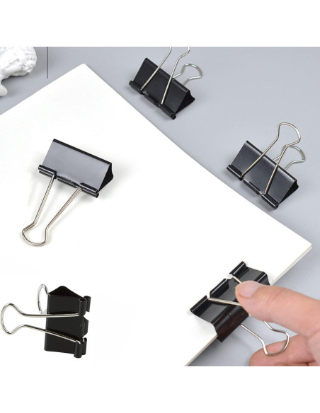 Clips de Carpeta Medianos KAKAMINA 60 Piezas Metal Negro Clips de Carpeta Medianos KAKAMINA 60 Piezas Metal Negro