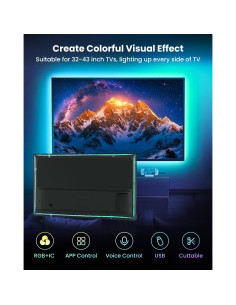Tira de Luz LED RGB 3m SUNLINKCO para TV 32-43" Control APP 2