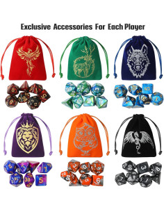 Juego de Dados Poliédricos Grajar 42 Pcs con Bolsas y Bandeja 2