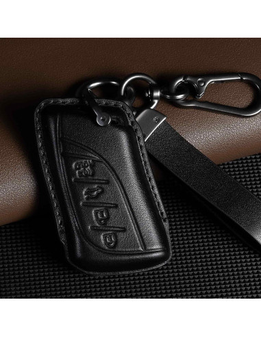 Funda de Llavero de Cuero Smyfob para Lexus 2023-2026 Negra