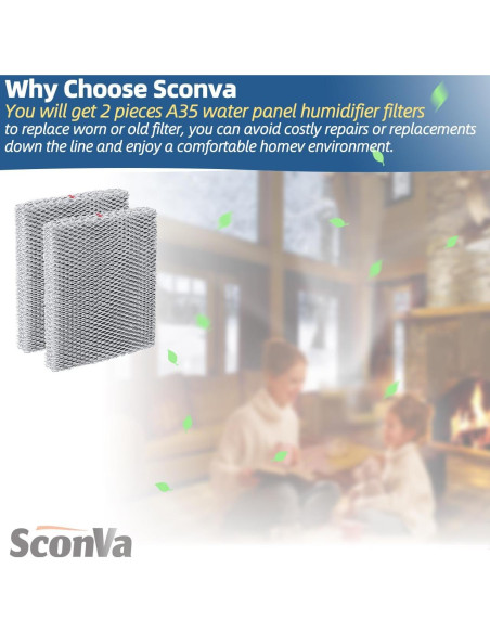 Filtro de Panel de Agua Humidificador Sconva A35 - Paquete de 2