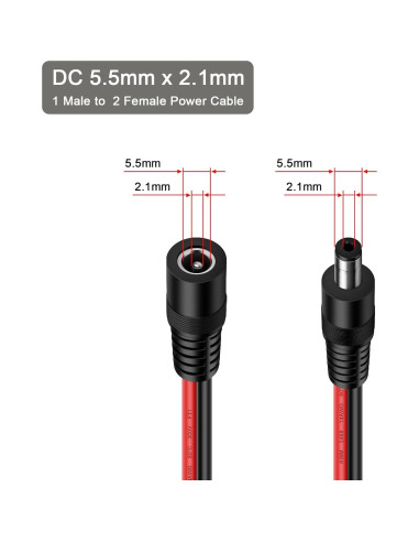 Divisor de Alimentación DC 5.5mm iGreely 1Hembra 2Machos 45cm