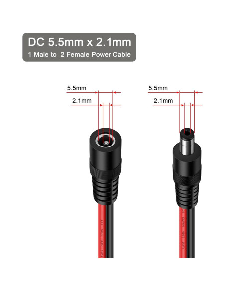 Divisor de Alimentación DC 5.5mm iGreely 1Hembra 2Machos 45cm