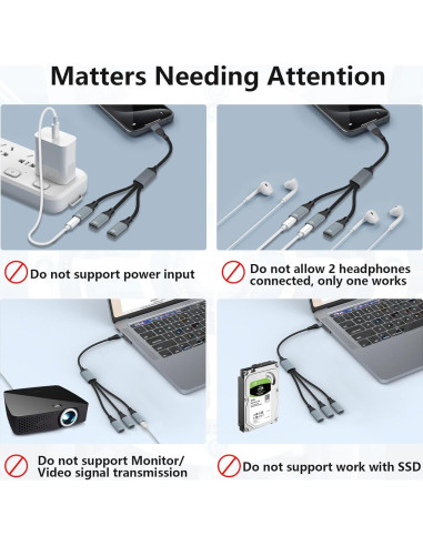 Divisor USB C a 3 USB C hembra Azddur - Compatible con iPad y MacBook