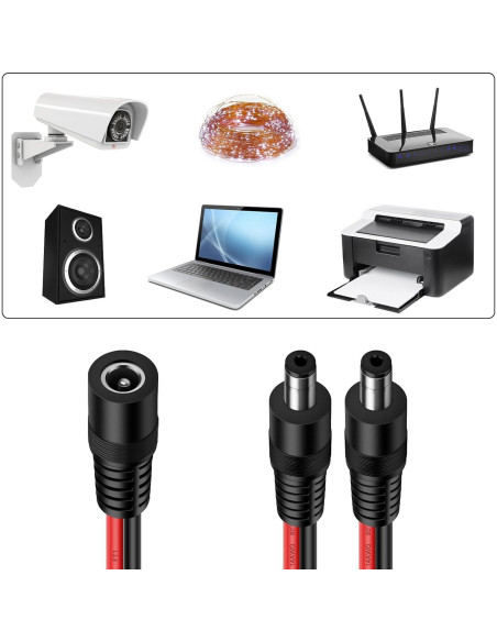 Divisor de Alimentación DC 5.5mm iGreely 1Hembra 2Machos 45cm