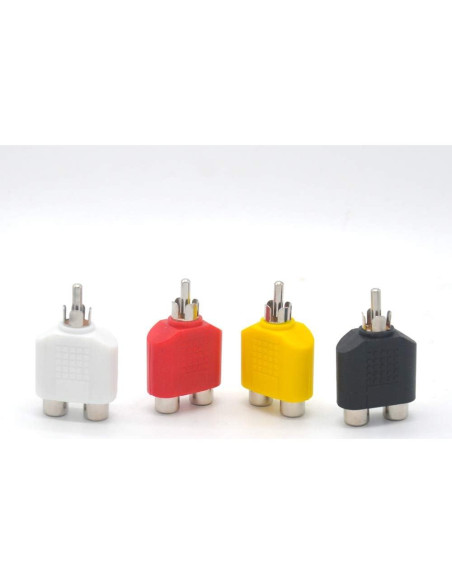 Adaptador RCA Y Splitter Padarsey 2 Hembras a 1 Macho - Paquete de 4