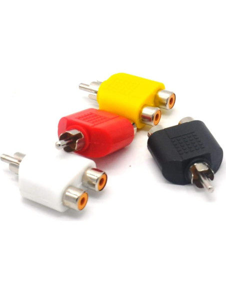 Adaptador RCA Y Splitter Padarsey 2 Hembras a 1 Macho - Paquete de 4