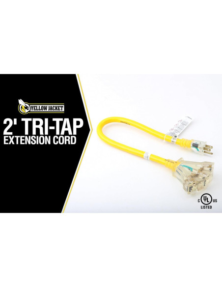 Cable de Extensión Chaqueta Amarilla 2882 12/3 15A 2 Pies