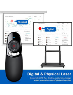 Puntero Inalámbrico DINOSTRIKE 2 en 1 USB A y C con Lupa 2
