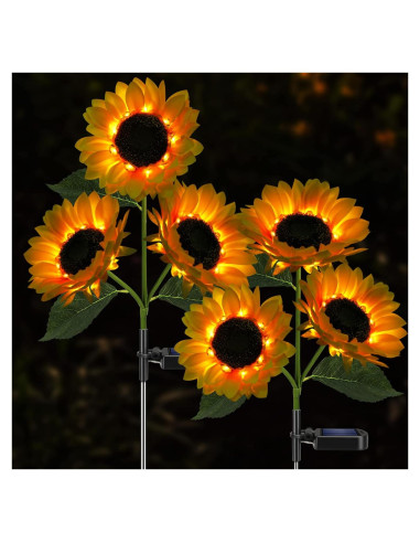 Luces Solares de Girasol Meagoo 800mAh para Jardín - 2 Piezas