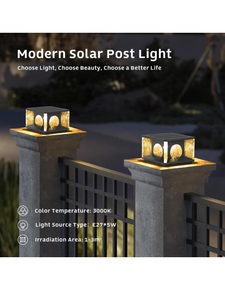 Lámpara de Poste Solar PAKEDANDUN 20cm LED 3000K IP65