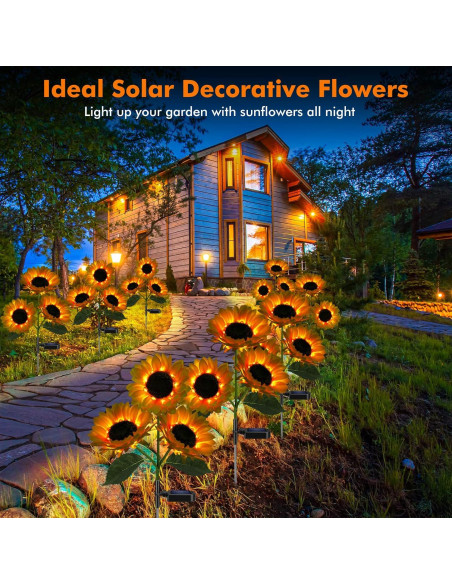 Luces Solares de Girasol Meagoo 800mAh para Jardín - 2 Piezas