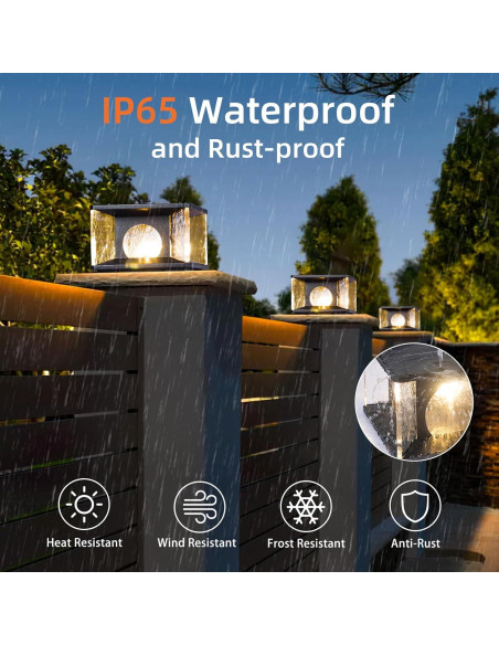 Lámpara de Poste Solar PAKEDANDUN 20cm LED 3000K IP65