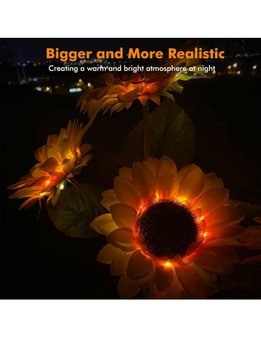 Luces Solares de Girasol Meagoo 800mAh para Jardín - 2 Piezas