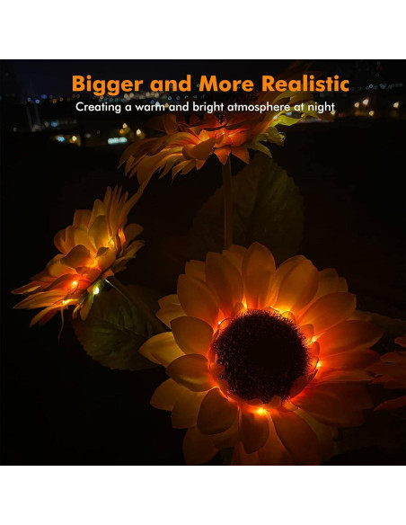 Luces Solares de Girasol Meagoo 800mAh para Jardín - 2 Piezas