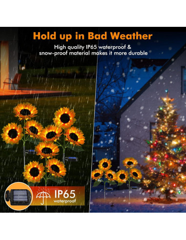 Luces Solares de Girasol Meagoo 800mAh para Jardín - 2 Piezas