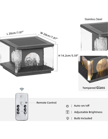 Lámpara de Poste Solar PAKEDANDUN 20cm LED 3000K IP65