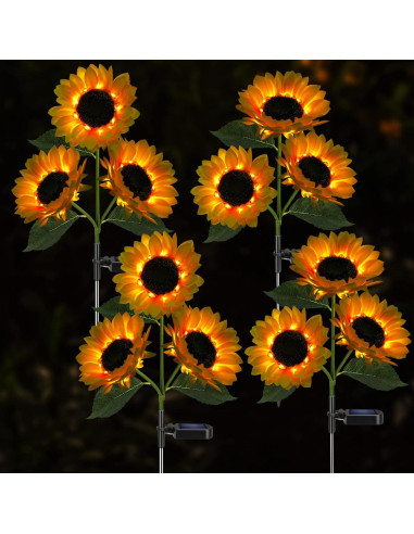 Luces Solares de Girasol Meagoo 800mAh para Jardín - 2 Piezas