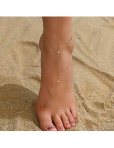 Tobilleras de Dedo para Mujeres RATVIU Oro 18K Ajustable 2