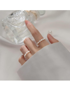 Anillo Ajustable de Perlas Cultivadas ERLOSYA para Mujeres 2
