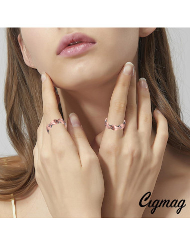 Anillos de Cobre Puro Cigmag 7X Ajustables para Mujeres - 2 Piezas