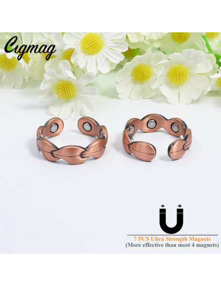 Anillos de Cobre Puro Cigmag 7X Ajustables para Mujeres - 2 Piezas Anillos de Cobre Puro Cigmag 7X Ajustables para Mujeres - 2 Piezas