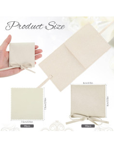 120 Bolsas de Microfibra para Joyería Cunno Beige 8x8 cm 2