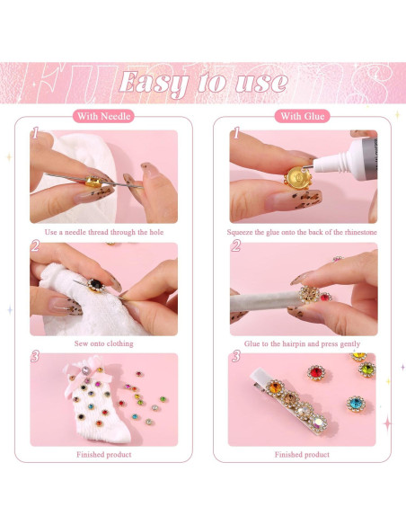 150 Strass de Coser en 25 Colores Mezclados - Cristal de Vidrio