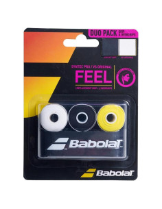 Grip Babolat Syntec Pro + Overgrip VS Original Blanco/Negro/Amarillo