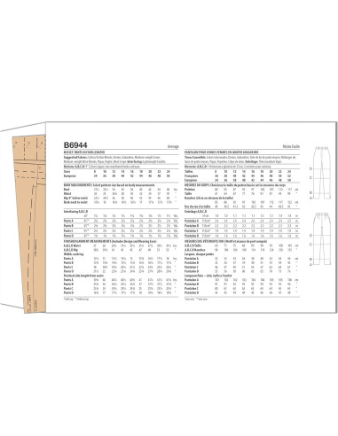Kit de Patrón de Costura Pantalones Mujer Butterick B6944 Tallas 16-24