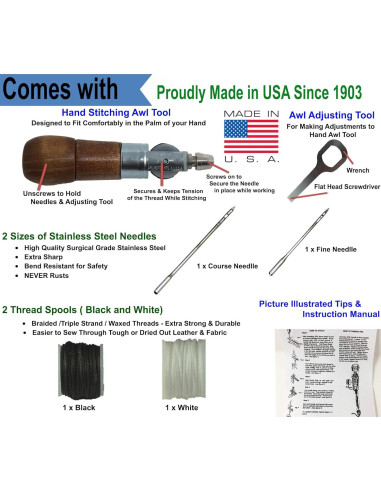 Awl de Costura Profesional Awl for All - Reparación de Cuero y Lona