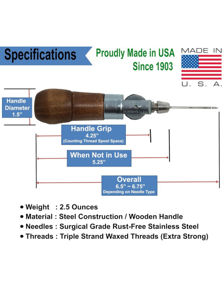 Awl de Costura Profesional Awl for All - Reparación de Cuero y Lona