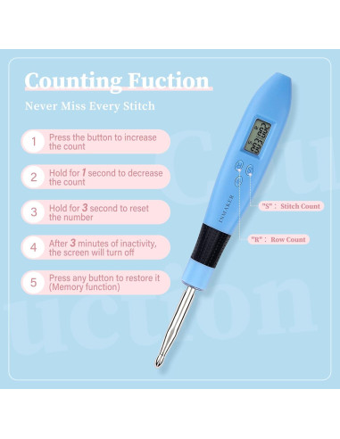 Set de Ganchos de Crochet Iluminados INMAKER 18 Piezas Ergonomicos