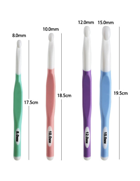 Juego de Ganchos de Crochet Coopay 4 Piezas 8-15 mm Juego de Ganchos de Crochet Coopay 4 Piezas 8-15 mm