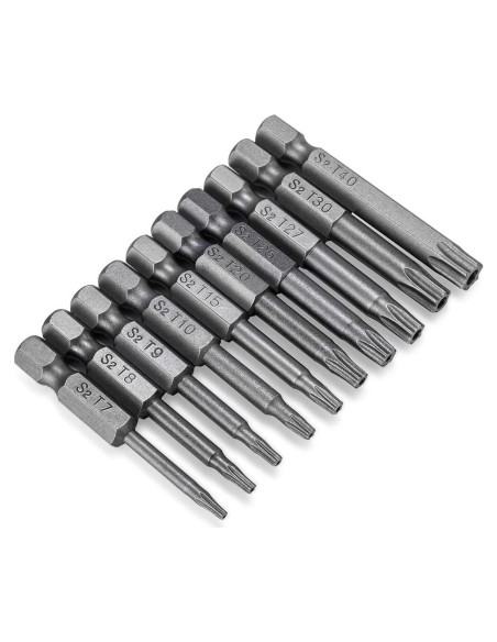 Juego de 10 Puntas de Destornillador Torx VAKOGAL Acero S2