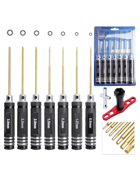 Juego de Destornilladores Hexagonales HobbyPark 7 Piezas Titanio