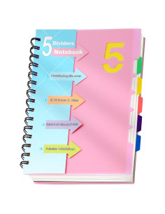 Cuaderno Espiral CAGIE A5 Rosa 5 Asignaturas 220 Páginas