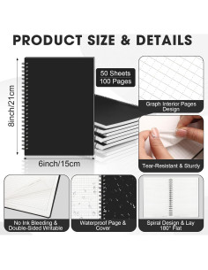 Paquete de 12 Cuadernos Impermeables Saypacck A5 Cuadriculados 2