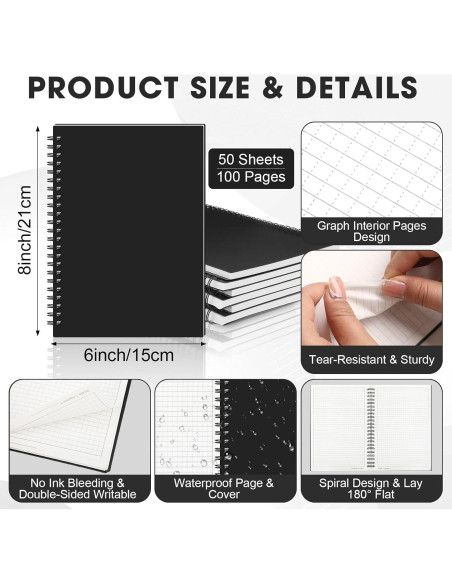 Paquete de 12 Cuadernos Impermeables Saypacck A5 Cuadriculados