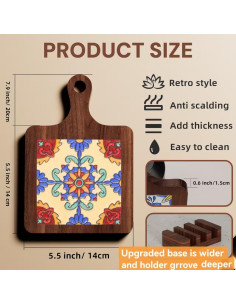 Trivetes de Madera EstVoyHaSLiving 3PCS con Soporte Organizador 2