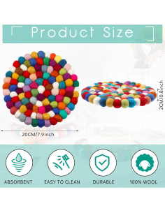 Posavasos de Fieltro Colorido Lallisa - 2 Piezas 20 cm 2