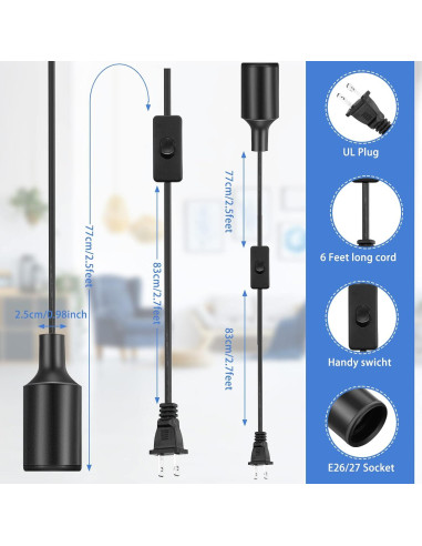 Paquete de 10 Cuerdas de Luz Colgantes Mudder E26 E27 1.83m