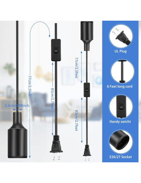 Paquete de 10 Cuerdas de Luz Colgantes Mudder E26 E27 1.83m