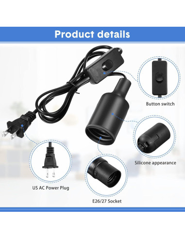 Paquete de 10 Cuerdas de Luz Colgantes Mudder E26 E27 1.83m