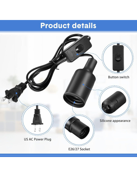 Paquete de 10 Cuerdas de Luz Colgantes Mudder E26 E27 1.83m